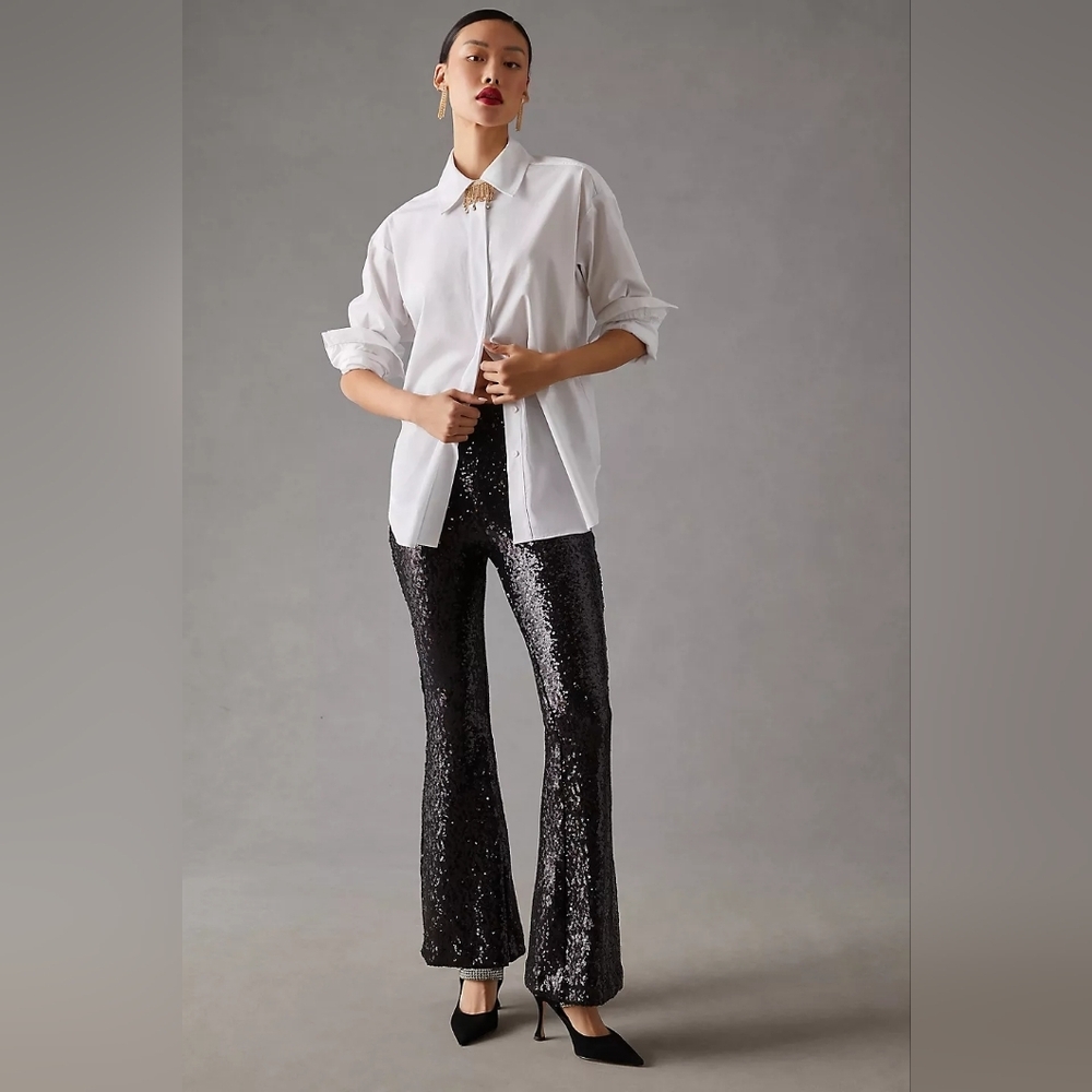 By Anthropologie Joni Sequin Flare Pants NWT